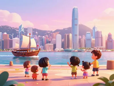 Hong Kong skyline illustration